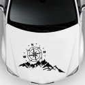 65x35cm Sticker Body Hood Vinyl Decal Compass W/ Mountains For Camper Motorhome Boat
