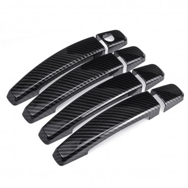 8Pcs Plastic Carbon Fiber Look 4 Door Handle Cover Trim For Chevy Cruze/Malibu/Camaro/Sonic 09-15