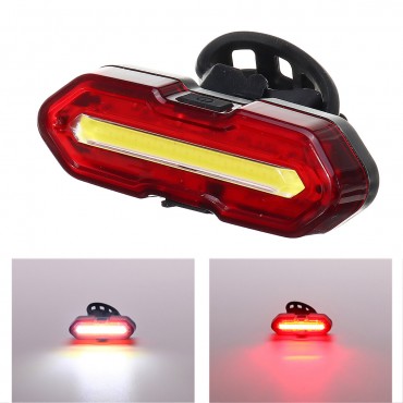 USB Rechargeable COB Bike Tail Light Bicycle Safety Cycling Warning Rear Lamp