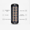 12LED Amber Car Emergency Flashing Light vehicle Strobe Flash Warning Lamp 6500K 12/24V 36W 18 Kind Flashing Model