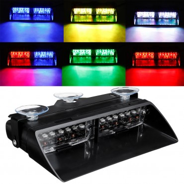 12LED RGB 12V 36W Car Auto Windshield Dashboard Emergency Warning Lamp Flashing Strobe Light 6 Colors Convert