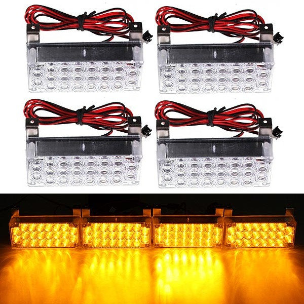 12V 22x4 LED Flash Amber Emergency Light Warning Strobe Auto Lamp