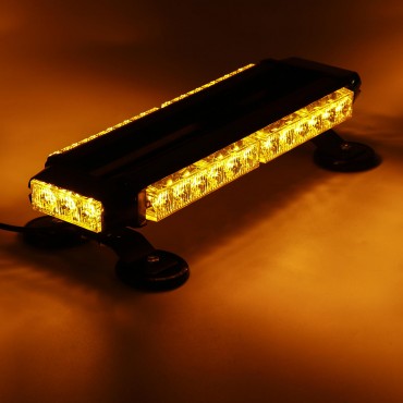 12V 30W Car LED Roof Strobe Light Bar Emergency Signal Warning Flash Amber Magnetic 7 Modes Universal