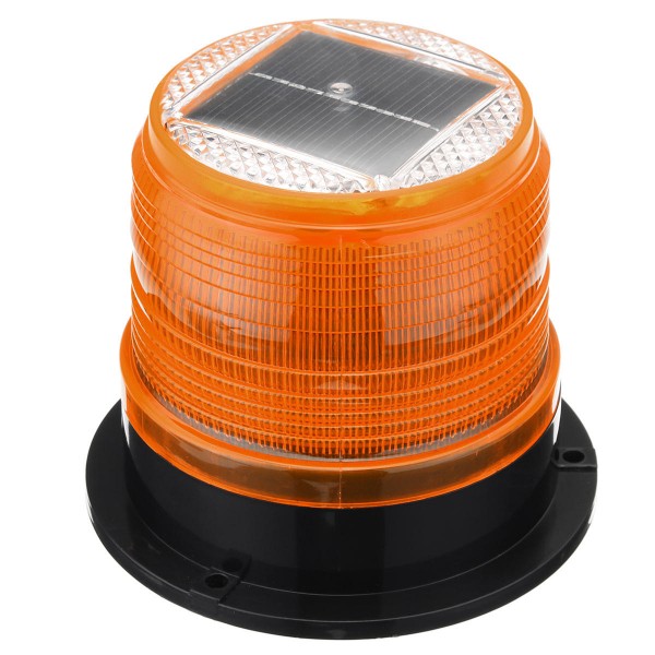 12V Round Roof Solar LED Magnetic Beacon Light Emergency Warning Strobe Yellow IP65 Waterproof