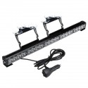 23Inch 12V 20 LED Emergency Warning Strobe Light Bar Amber & White with Large Suction Cups Car Lighter