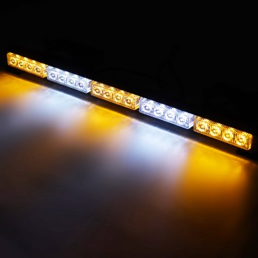 23Inch 12V 20 LED Emergency Warning Strobe Light Bar Amber & White with Large Suction Cups Car Lighter