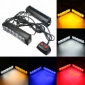 2PCS 12V 6 LED Strobe Lamp Car Truck Warning Flashing Emergency Grille Bar