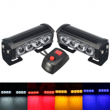 2PCS 12V LED Strobe Flash Lights Front Grille Warning Lamp Waterproof with 7 Flashing Modes Switch for Truck Lorry Trailer