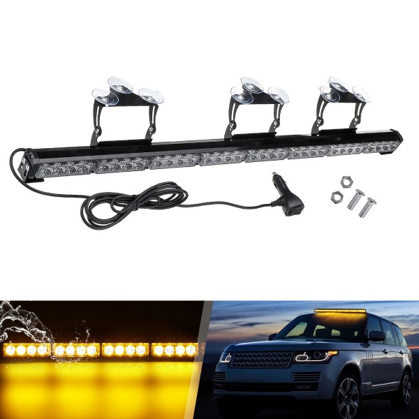 35inch 32 LED Car Truck Emergency Warning Flash Strobe Light Bar Amber 12V 96W