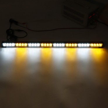 35Inch 32 LED Warning Strobe Light Traffic Advisor Emergency Hazard Bar Amber+White