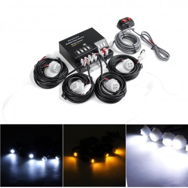 4 LED Bulbs Hide Away Emergency Hazard Warning Flash Strobe Light Kit 80W 12V Universal