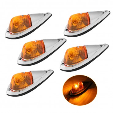 5PCS 12V Cab Roof Light Yellow Marker Warning Running Lamp With Base Housing Car Truck Van SUV Lorry