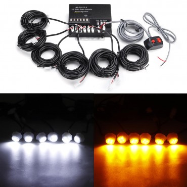 Car 6LED Bulbs Hide Away Emergency Hazard Warning Flash Strobe Light Kit 12V 120W