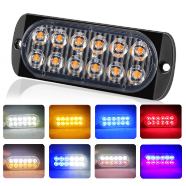 Ultra-thin 12LED Side Strobe Lights 36W Flash Lamp Aluminum Housing 7 Colors 12-24V for Pickup Truck Motorcycle