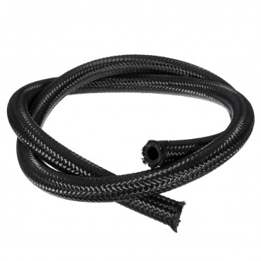 1 Meter AN-6 8mm 5/16inch Nylon Braided Fuel Hose Line Black