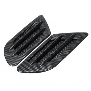 2Pcs Universal Car Bonnet Engine Cover Carbon Fiber Air Intake Flow Side Fender Vent Hood Scoop Sticker