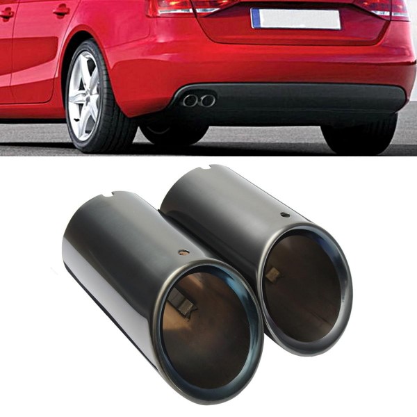 1 Pair Black Exhaust Muffler Car Tailpipe Tips for Audi A4 B8 Q5 1.8T 2.0T New