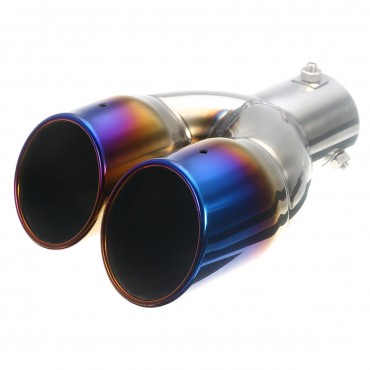 63mm Universal Car Rear Dual Air-Outlet Exhaust Pipe Bluing Tail Muffler Tip