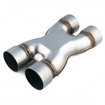 Mild Steel Exhaust X Pipe Adapter Connector 3 inch Dual to 3 inch Dual Silver