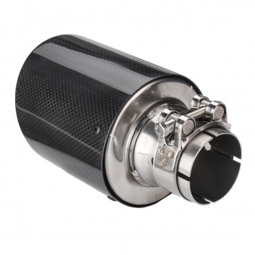 Universal 2inch 54-101mm Glossy Black Carbon Fiber Car Exhaust Tip End Pipe Muffler