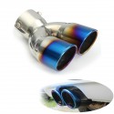 Universal Bluing Exhaust Muffler Silencer Dual Tail Pipe Tips 58-70mm Inlet