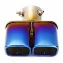 Universal Half-Grilled Blue Double Outlet Exhaust Muffler Tip End Tail Pipe