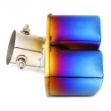 Universal Half-Grilled Blue Double Outlet Exhaust Muffler Tip End Tail Pipe