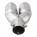 Universal Silver Double Outlet Exhaust Muffler Tip End Tail Pipe