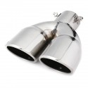 Universal Silver Double Outlet Exhaust Muffler Tip End Tail Pipe