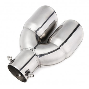 Universal Silver Double Outlet Exhaust Muffler Tip End Tail Pipe