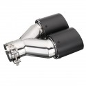 Universal Stainless Steel Car Dual Tail Exhaust Muffler Tip 60-63mm Inlet Carbon Fiber