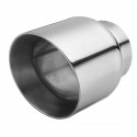 Universal Stainless Steel Exhaust Muffler Double Wall Round Slant 3 Inch Inelt 4 Inch Outlet