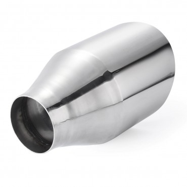 Universal Stainless Steel Exhaust Muffler Round Slant 2.25 Inch Inelt 4 Inch Outlet