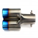 Universal Tip 6cm Inlet & Blue Dual Outlet Stainless Steel Exhaust Muffler