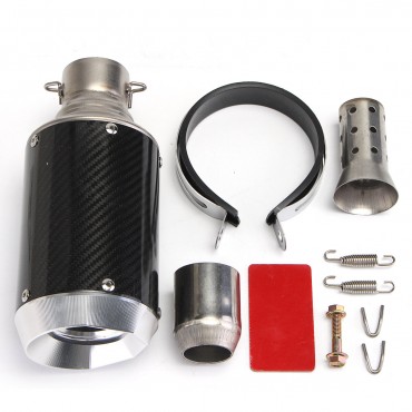 125-1200cc Motorcycle 51mm Slip-On Round Exhaust Muffler Carbon Fiber Universal