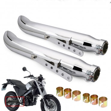 2X Universal Motorcycle Exhaust Muffler Pipe Tip Retro Vintage Rear Pipe Tube Exhause For Bobbers