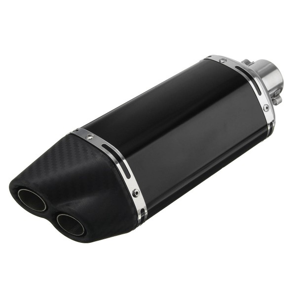 38-51mm Double Air Outlet Exhaust Muffler Pipe Motorcycle Carbon Stainless Steel