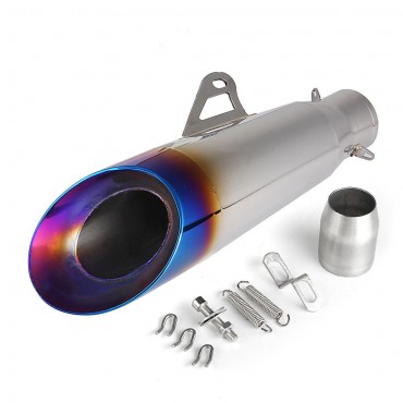 38-51mm Half-Grilled Blue Stainless Steel Exhaust Muffler Pipe Kit For Motorcycle ATV