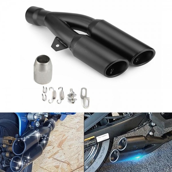 38-51mm Stainless Steel Motorcycle Muffler Exhaust Tail Pipe Double Twin Tip