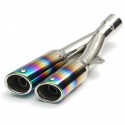 38mm-51mm Muffler Exhaust Tailpipe Double Twin Tip Steel Motorcycle Universal