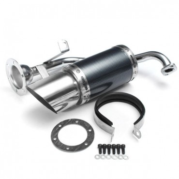 50mm/2in Motorcycle Exhaust System Stainless Steel Short Carbon Fiber For GY6 49cc 50cc 125cc 150cc 200cc 4 Stroke Scooter