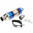 51mm Double Outlet Motorcycle Rear Exhaust Tail Pipe Blue Universal Motorbike 370mm Stainless Steel