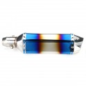 51mm Double Outlet Motorcycle Rear Exhaust Tail Pipe Blue Universal Motorbike 370mm Stainless Steel