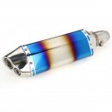 51mm Double Outlet Motorcycle Rear Exhaust Tail Pipe Blue Universal Motorbike 370mm Stainless Steel