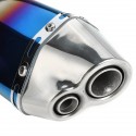 51mm Double Outlet Motorcycle Rear Exhaust Tail Pipe Blue Universal Motorbike 370mm Stainless Steel