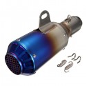 51mm Motorcycle Street Bike GP Exhaust Muffler Pipe Stainless Steel Silver OR Grilled Blue Mesh