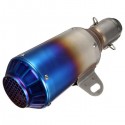 51mm Motorcycle Street Bike GP Exhaust Muffler Pipe Stainless Steel Silver OR Grilled Blue Mesh