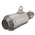 51mm Motorcycle Street Bike GP Exhaust Muffler Pipe Stainless Steel Silver OR Grilled Blue Mesh