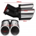Universal Stainless Steel Inlet Welding Dual Outlet Exhaust Trim Round Tip Tail Muffler Pipe 62mm (Color:Chrome)