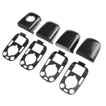 8Pcs Car Gloss Black Left & Right Door Handle Cap For Peugeot 307 / C2 C3 2003-2009